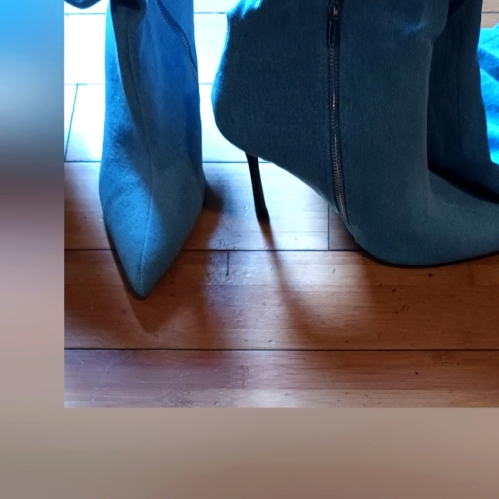 Authentic ZARA Denim Thigh Hi boots! Sz 41